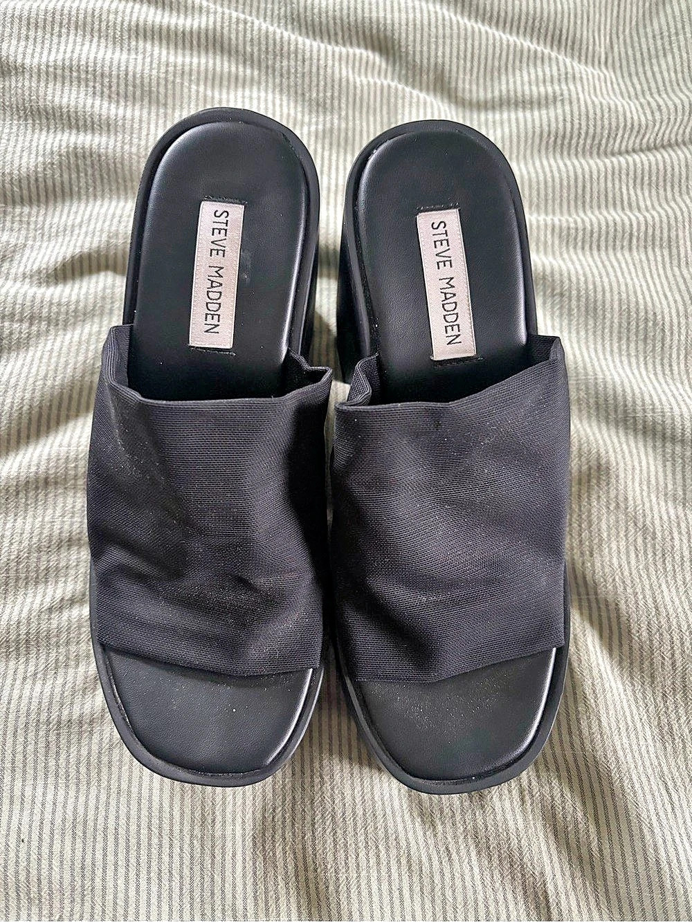 Steve Madden Slinky Platform Slide Black Platform Sandals US 9